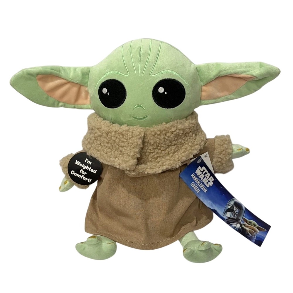Star Wars The Mandalorian Grogu Weighted Plush Baby Yoda Disney  NEW 13IN